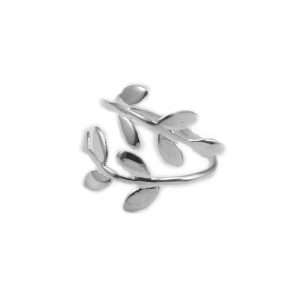 Anillo hojas de laurel adaptable plata